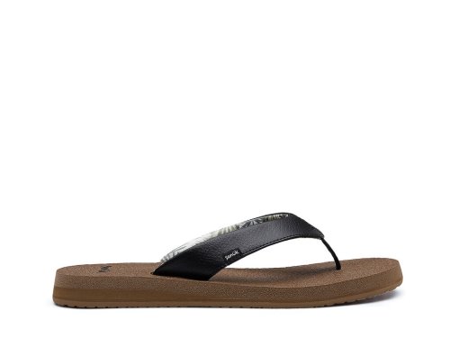 Sanuk Yoga Mat Cushioned - Sanuk Flip Flops Womens Black / Brown - Philippines GQRWTO903